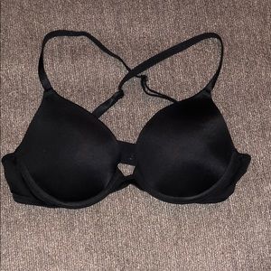 Pink black push up bra